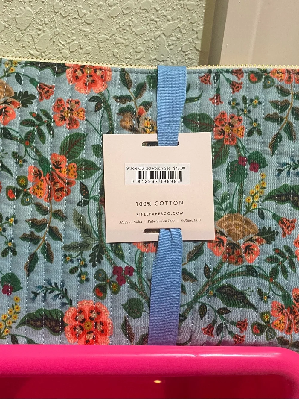 Rifle Paper Co. Cream Floral Quilted Pouch Set